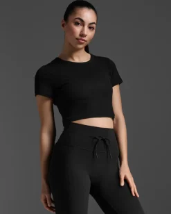 Fluid Ribbed Crop Tee